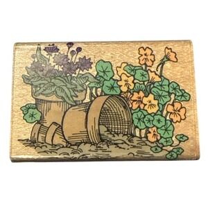 Hero Arts C974 Flowers & Flowerpots Wood Mounted Rubber Stamp Vintage